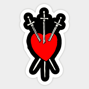 Tarot Card : Three Of Swords Sticker